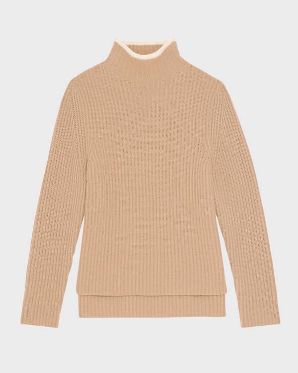 Arch 4 Women’s Baby Goat Cashmere Cut-Out Turtleneck Sweater Black Oyster Large