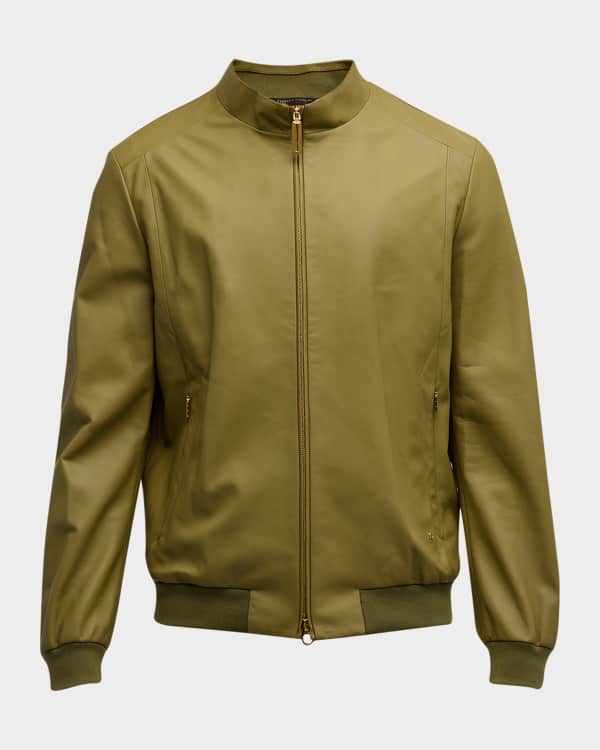Mens Real Antique Leather Slim Fit Bomber Jacket main image 1