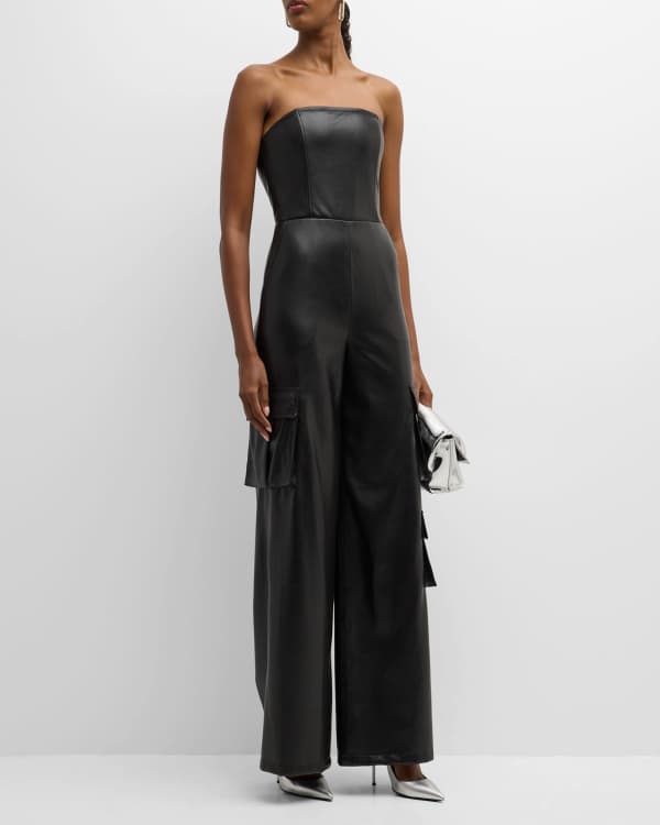 Alice Olivia Audrie Pleated Jumpsuit w Belt Neiman Marcus