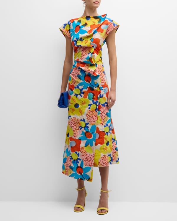 Dolce&Gabbana Foulard-Print Poplin Midi Dress | Neiman Marcus