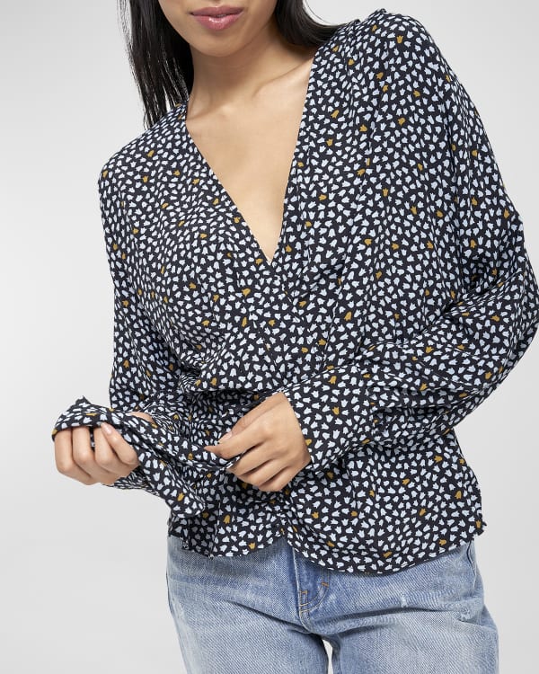 Joie Abekwa Long Sleeve Silk Top Neiman Marcus