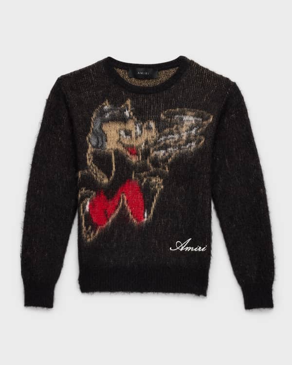 Men's crew neck disney mickey embroidery interlock hot sale sweater