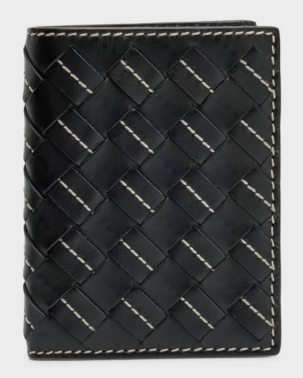 Bottega Veneta Intrecciato Shiny Leather Bi-Fold Wallet, Black