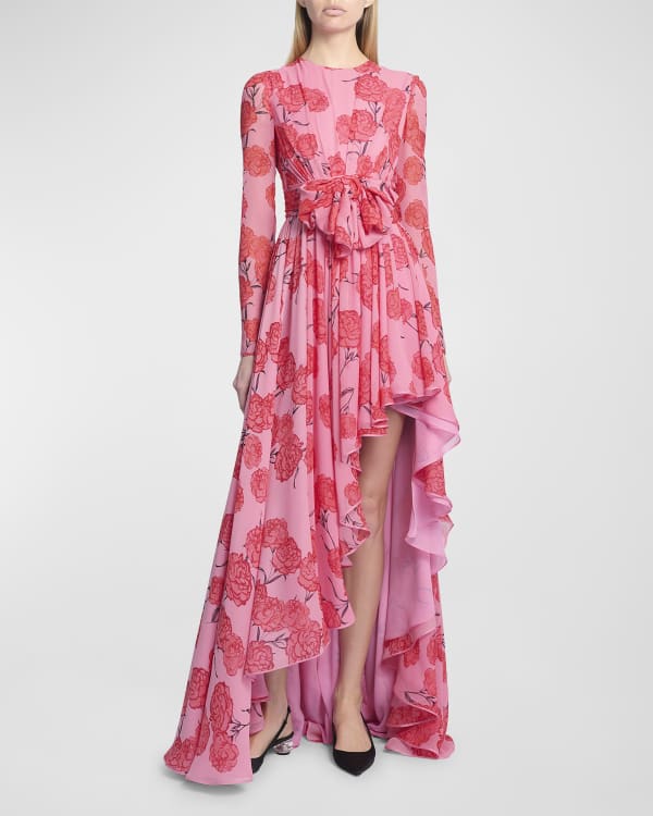 Zuhair Murad Plunging Feather Trim Cady Gown Neiman Marcus