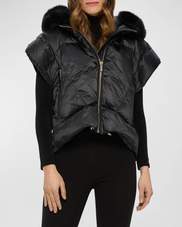 Gorski Belted Fox Fur Vest with Cashmere Inserts Neiman Marcus
