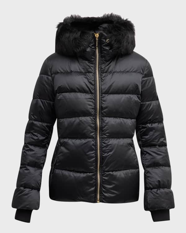 Gorski Apres-Ski Shiny Jacket w/ Detachable Lamb Shearling Trim ...