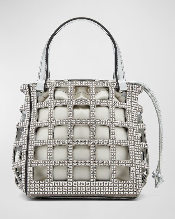 Bottega Veneta Mini Jodie Mirror Embellished Shoulder Bag In Silver