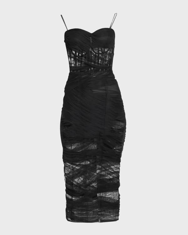 Moxidress Long Sleeves Back Cut Out Sequin Midi Dress