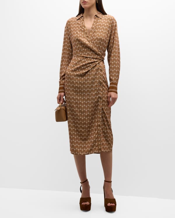 Tory Burch Floral Printed Silk Wrap Dress | Neiman Marcus