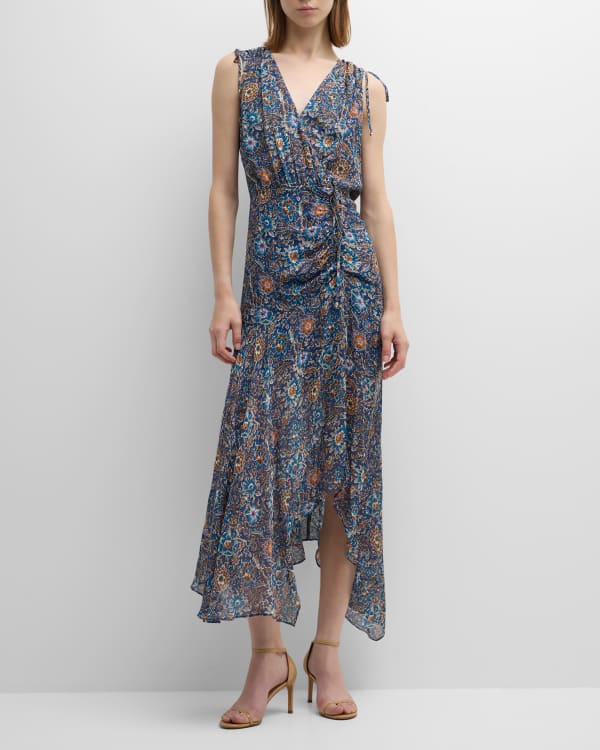 Alicia Bell Rebecca Tiered Floral Midi Dress | Neiman Marcus