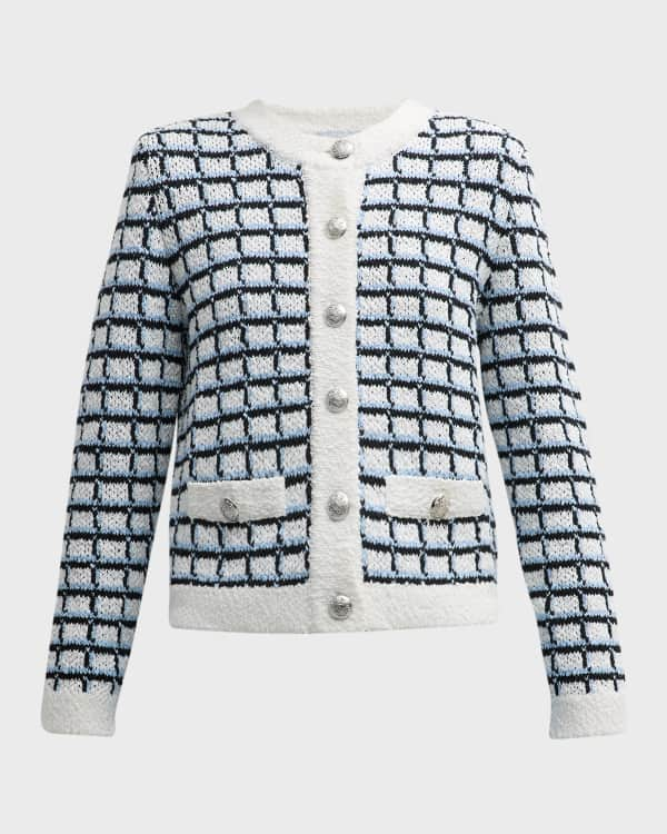 Tory Burch Kendra Striped Button-Down Crochet Cardigan