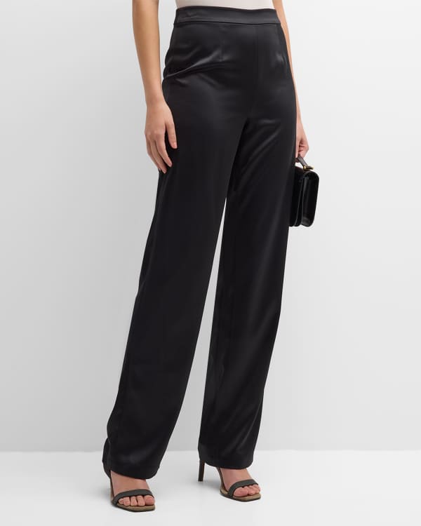 Misook Petite Straight Leg High Rise Pants Neiman Marcus