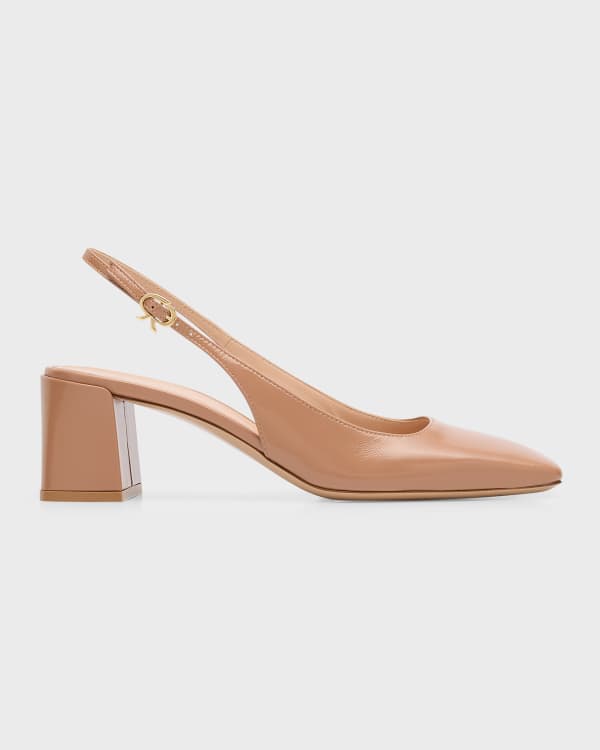Gianvito Rossi Leather Point-Toe Slingback Pumps | Neiman Marcus