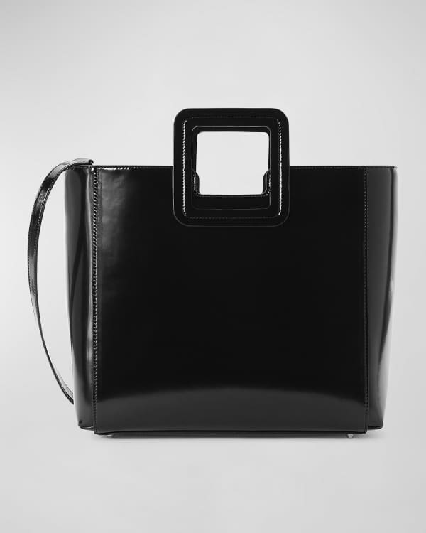 Vintage NEIMAN MARCUS Black patent leather bag purse with plastic handles