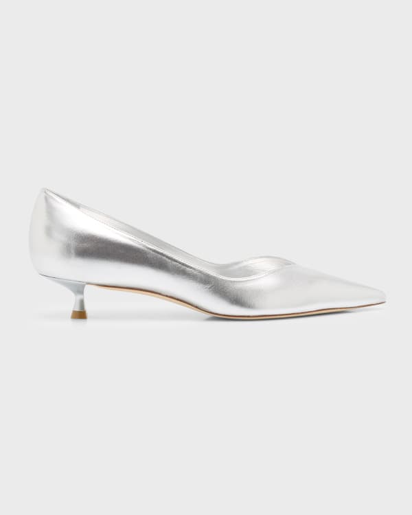 Something Bleu Cliff Bow D'orsay Kitten-Heel Pumps | Neiman Marcus