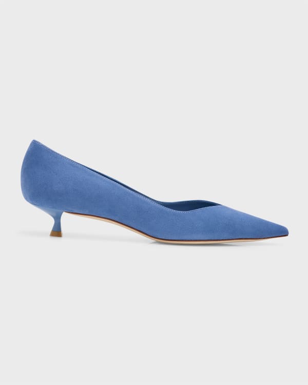 Something Bleu Cliff Bow D'orsay Kitten-Heel Pumps | Neiman Marcus