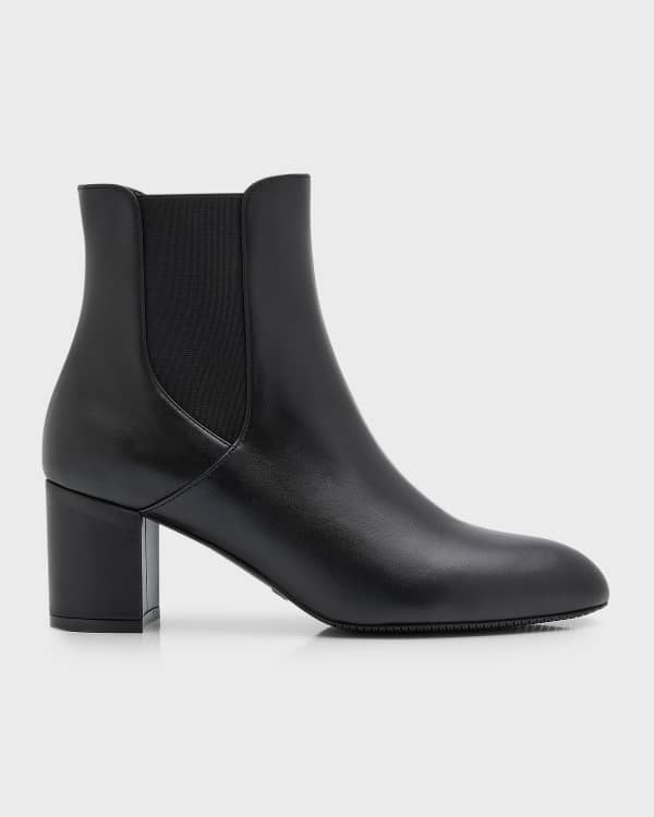 STAUD Wally Leather Square-Toe Ankle Booties | Neiman Marcus