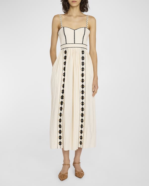 ETICA Luisa Twill Button-Front Midi Dress | Neiman Marcus