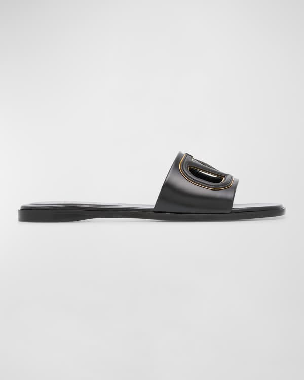Valentino Garavani Roman Stud 5mm Flat Slide Sandals | Neiman Marcus