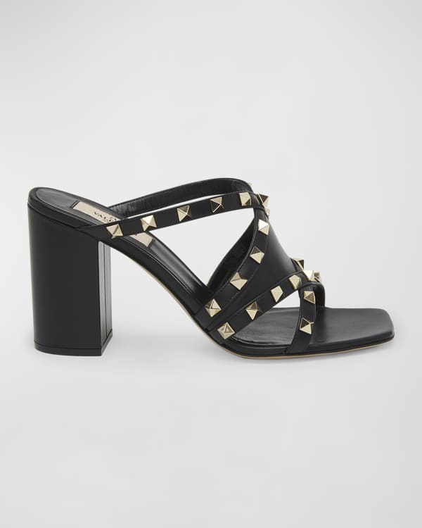 Valentino Garavani Rockstud strappy leather mules - Black