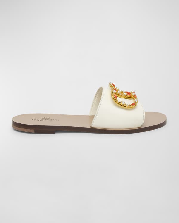Valentino Garavani One Stud Patent Flat Sandals Neiman Marcus