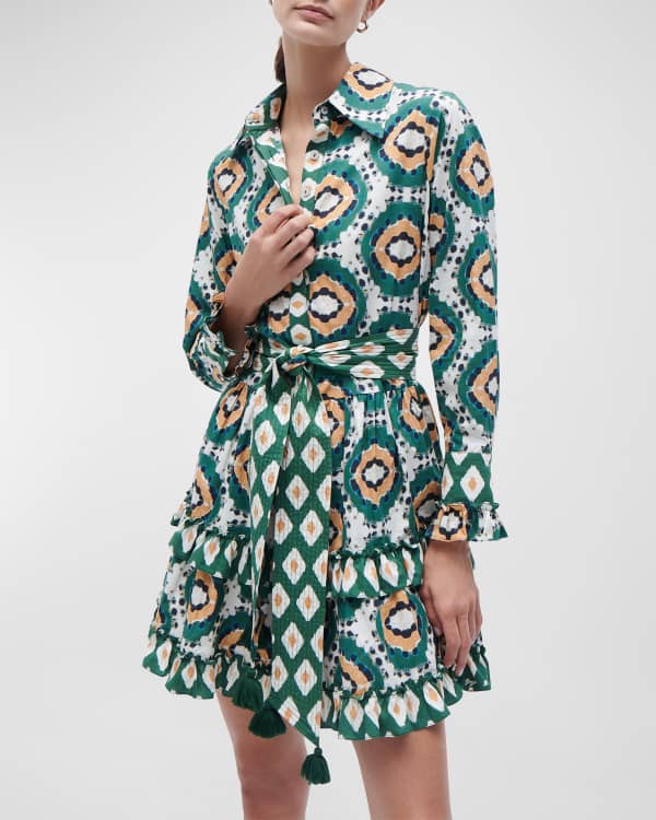 Figue Zellie Pleated Ruffle Bib Dress Neiman Marcus