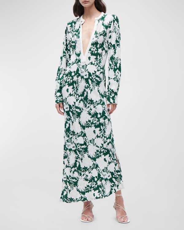 Figue Clove Baroque Print Long Sleeve Belted Maxi Dress Neiman