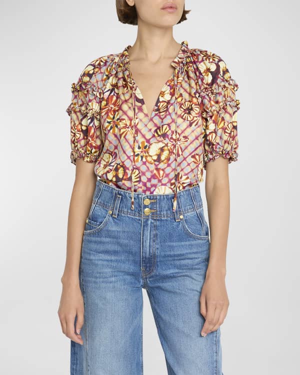 Ulla Johnson Nova Ruffle Sleeve Silk Top Neiman Marcus