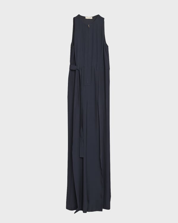 Rebecca Taylor Silk Charmeuse Wide-Leg Jumpsuit | Neiman Marcus