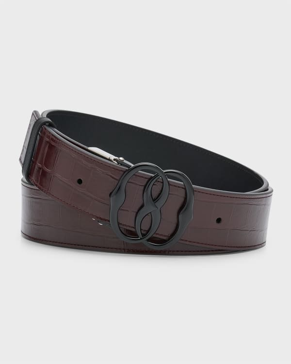 Bally Reversible Leather B Buckle Belt Black Red Neiman Marcus