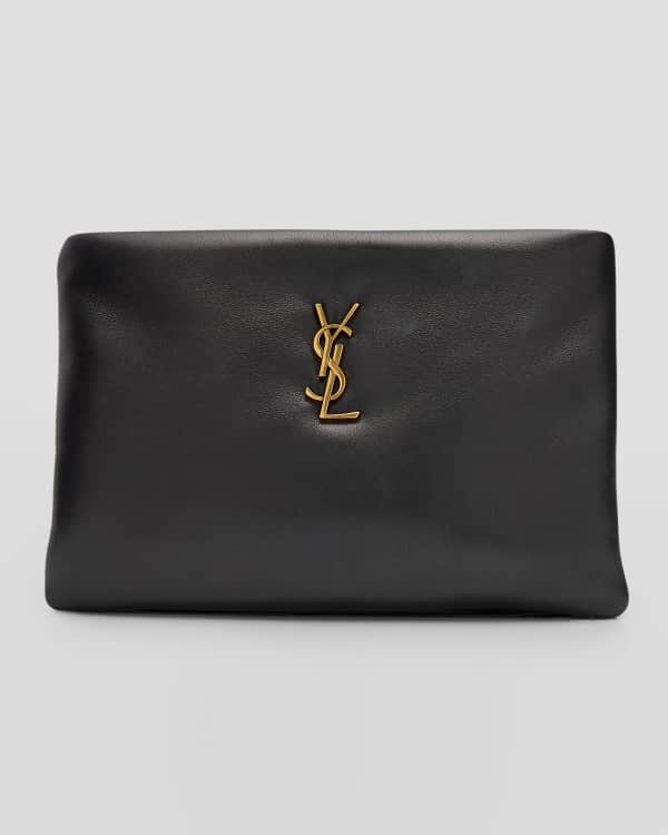 SAINT LAURENT Uptown textured-leather pouch