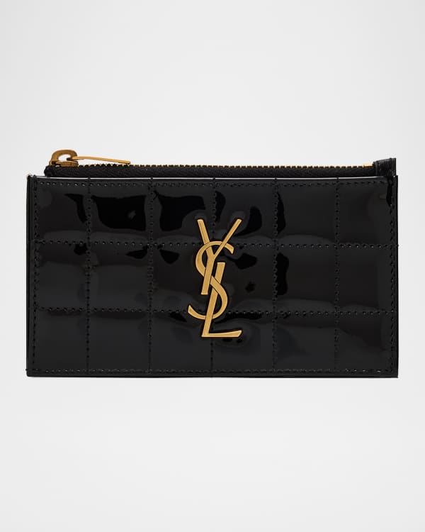 Saint Laurent YSL Grain de Poudre Leather Card Case, Golden Hardware