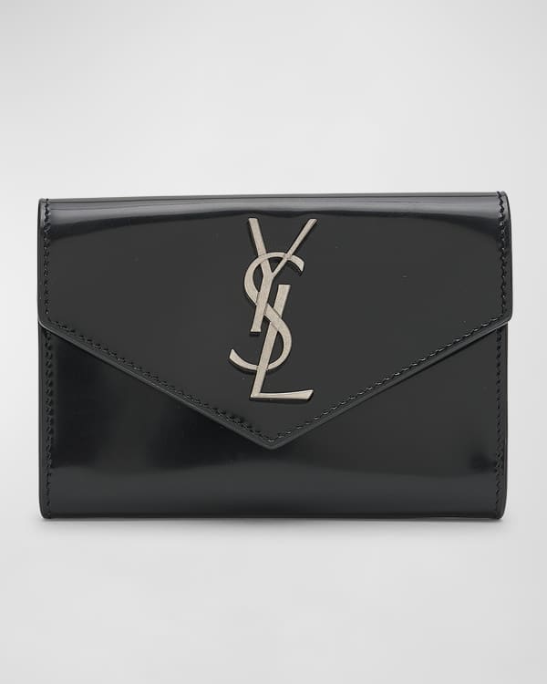 Saint Laurent Uptown Chain Wallet Grain De Poudre Dark Beige in