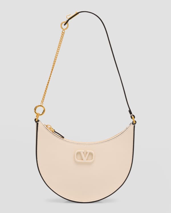 Valentino Garavani VLOGO Small Moon Textured Leather Hobo
