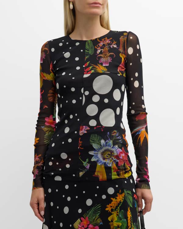 Fuzzi Abstract Print Long Sleeve T Shirt Neiman Marcus
