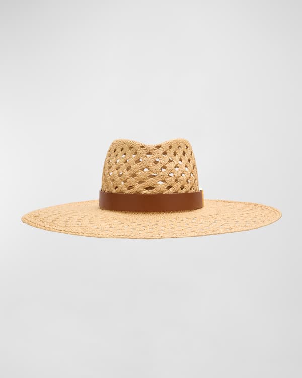 Valentino Garavani V logo-plaque straw hat - Brown