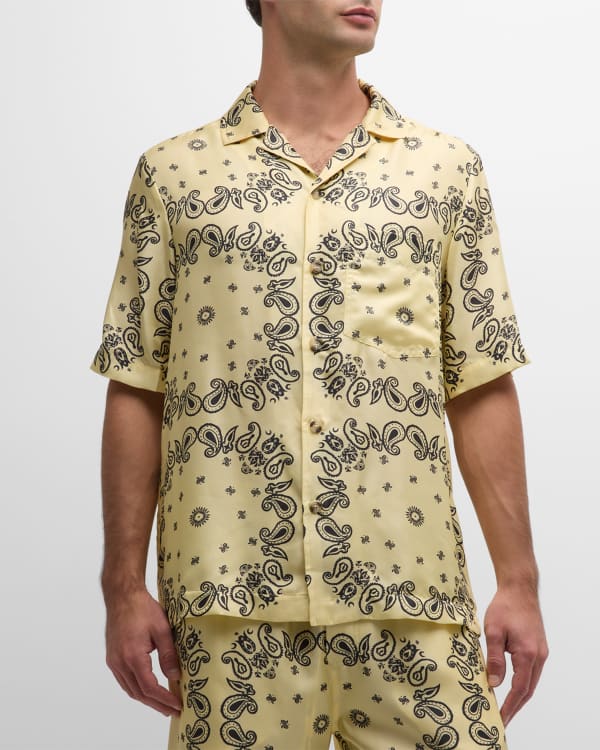 Dries Van Noten Men's Carltone Silk Camo Camp Shirt | Neiman Marcus