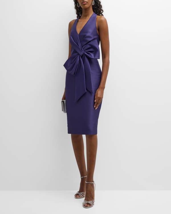 Bow Cake Pleated Slim Bodycon Vacation Dress