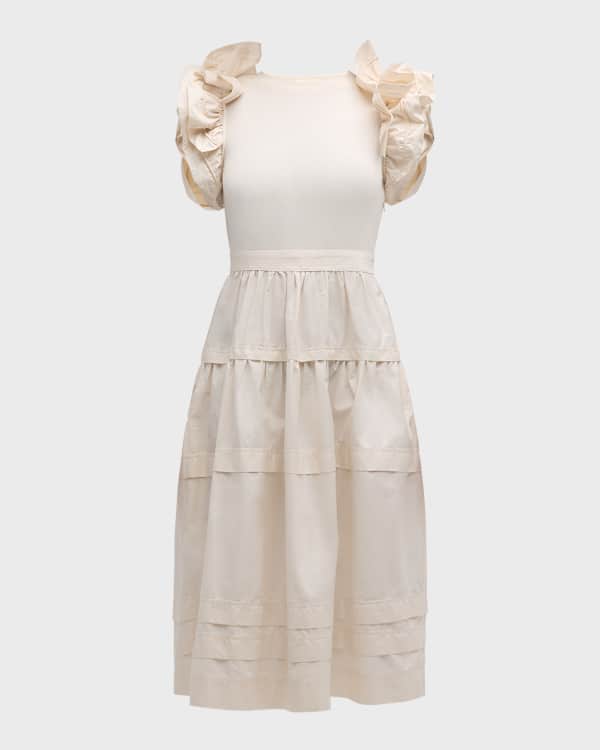 Rebecca Taylor Smocked Flutter Sleeve Dress Neiman Marcus