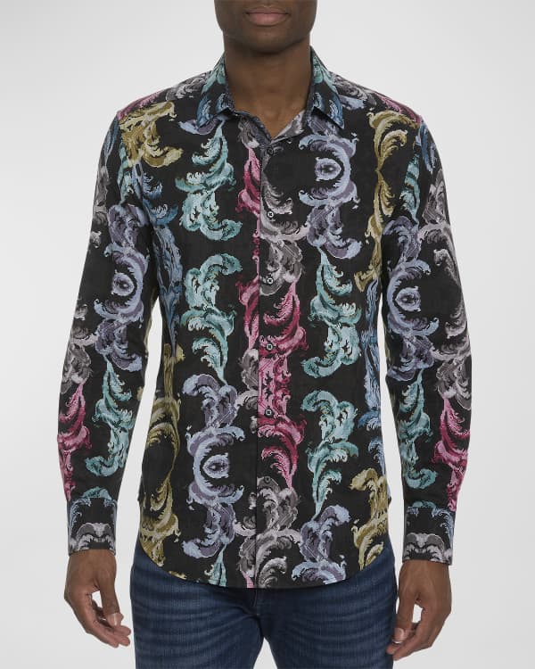 Versace Men's Barocco Silk Sport Shirt | Neiman Marcus