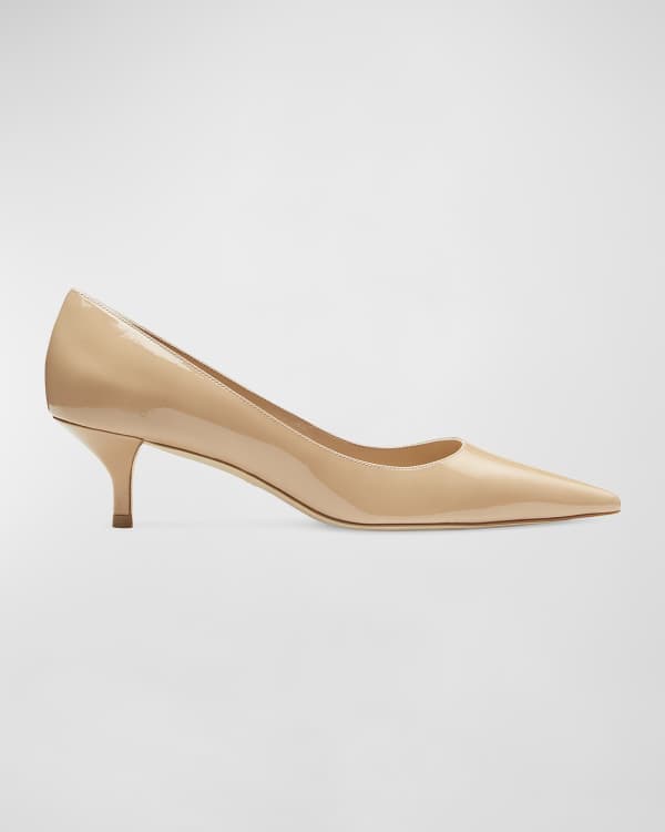 New Chanel Nude Beige Gold Leather Cap Toe Laced Pump Heels Pumps