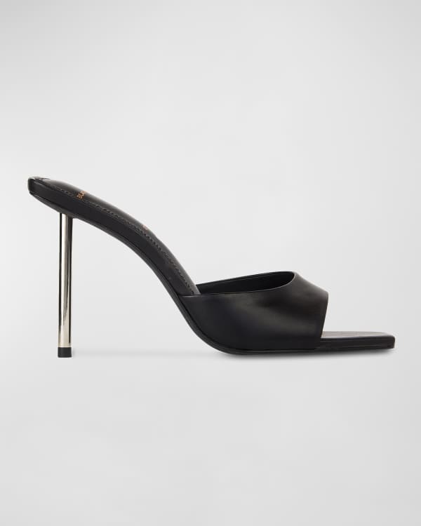 Black Suede Studio Celine Metallic Croco Mule Sandals Neiman Marcus