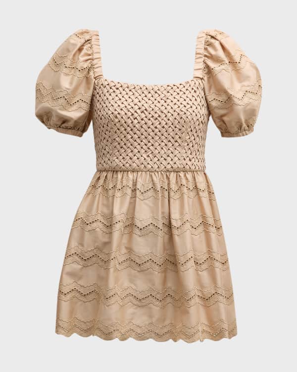 STAUD Karlee Linen Faux Wrap Mini Kimono Dress Neiman Marcus