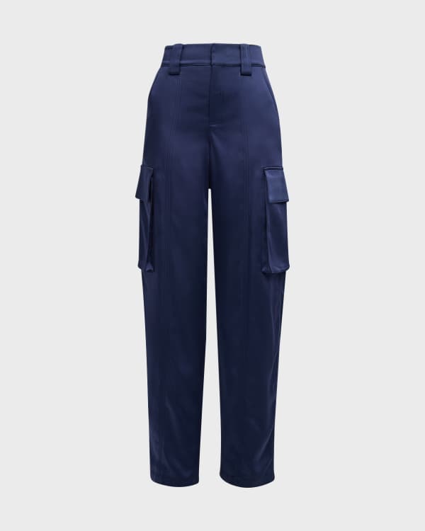 FRAME Satin Straight Cargo Pants | Neiman Marcus