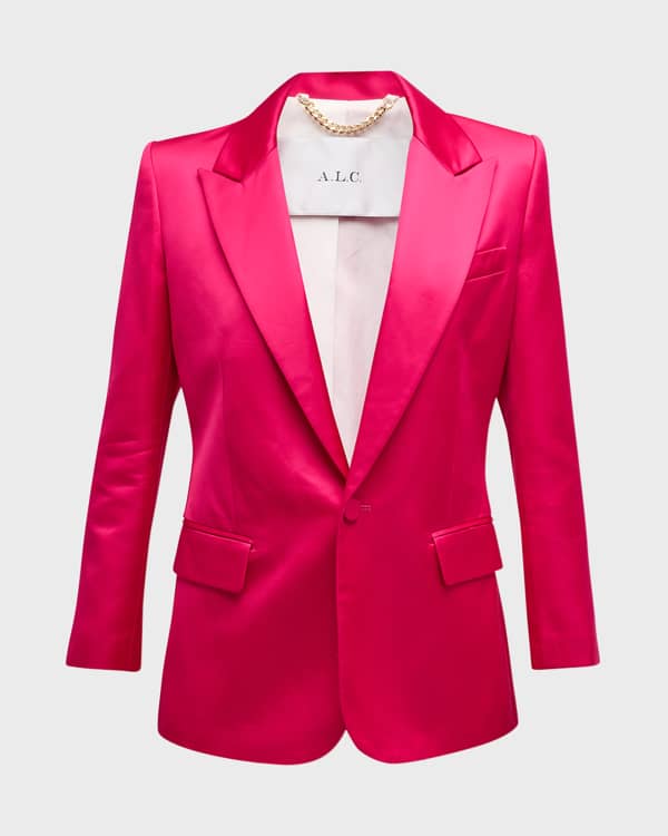 Big Shoulder Satin Blazer Pink