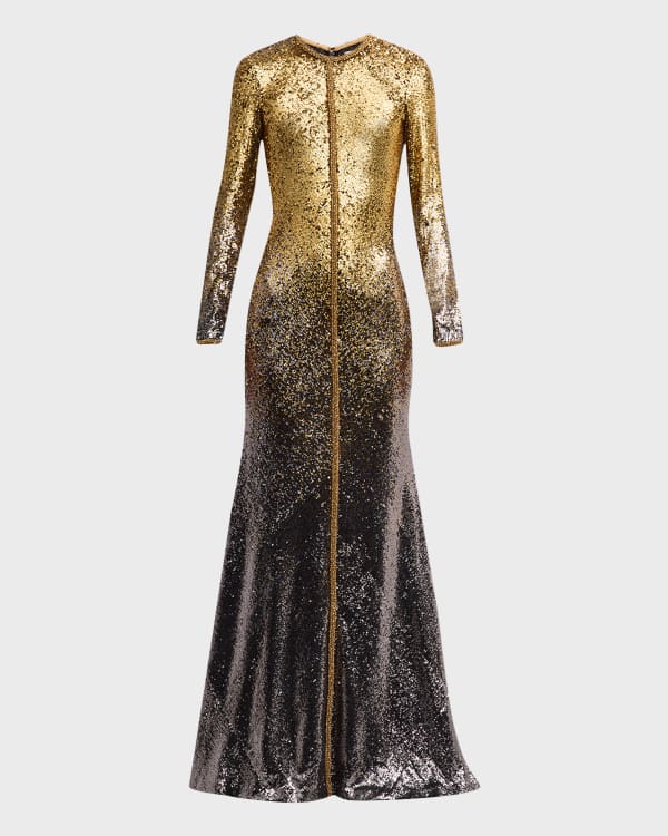 Neiman marcus long sleeve evening online gowns