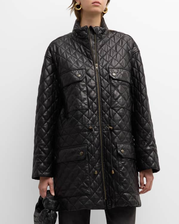 Frame - Quilted Drape Neck Jacket