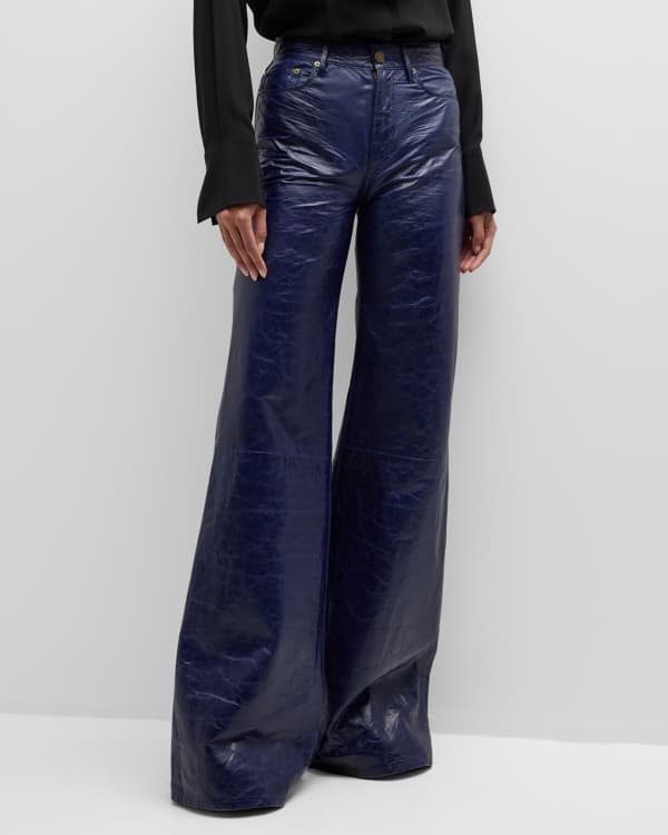FRAME Le Crop Mini Boot Leather Pants | Neiman Marcus