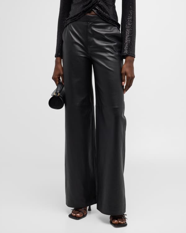 Stretch-suede straight-leg pants