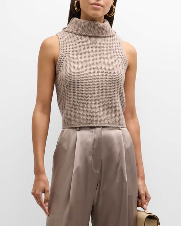 Polo Ralph Lauren Aran Sleeveless Wool-Cashmere Turtleneck Sweater